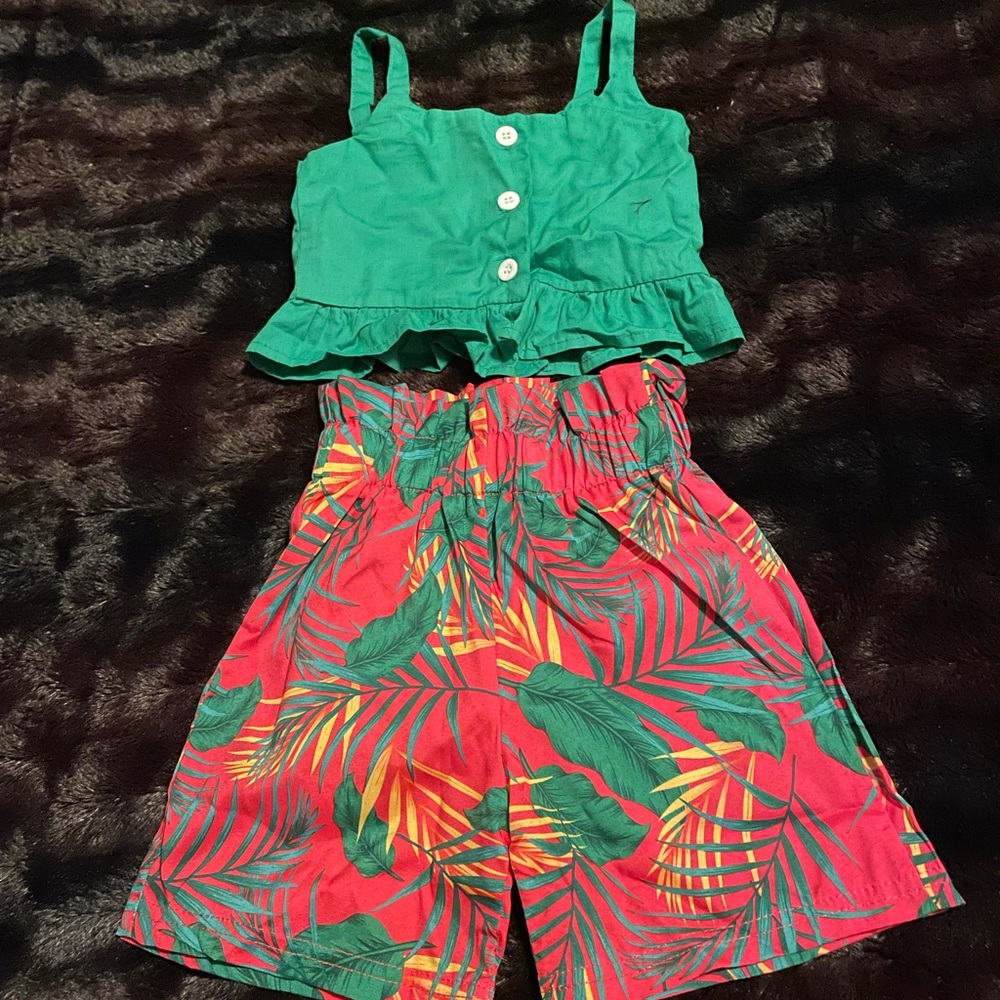 Shein Toddler Ruffle High Waist Shorts Set 9-12months